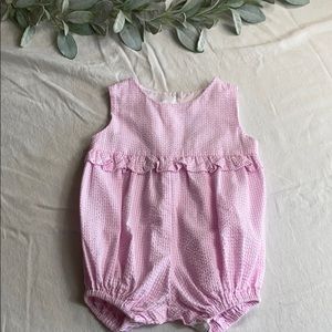 Sweet pink&white seersucker bubble romper